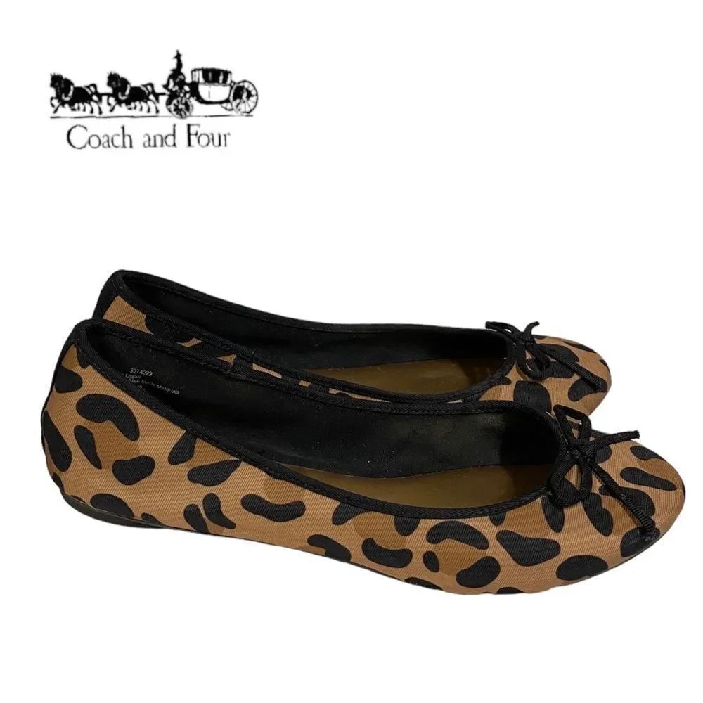 Coach and Four Carmen Leopard Slip on Ballet Round Toe Flats 7.5